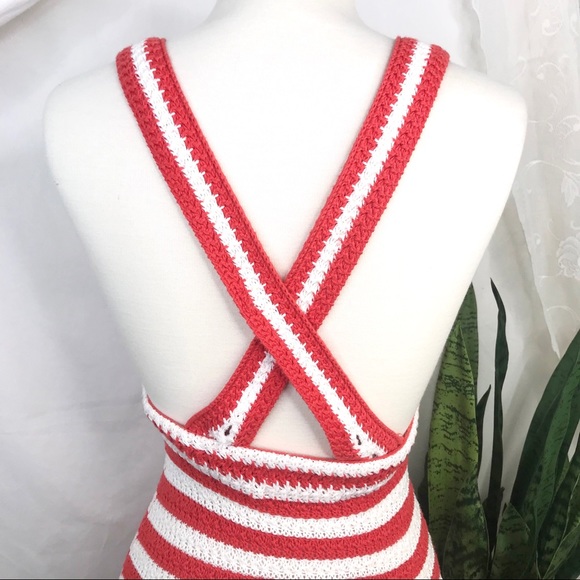 UO Maura Red & White Striped Crochet Dress Size XS - Picture 7 of 13